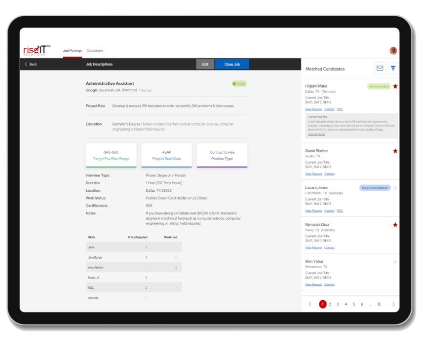 RiseIT Recruiting Software Platform