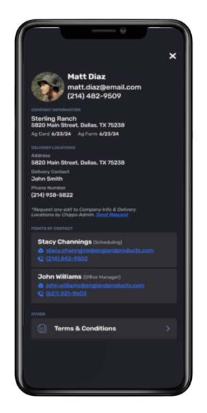 Customer's App - England Products Company, Inc. - Wood Fiber Recycling Pickup and Delivery Mobile App and Admin Portal