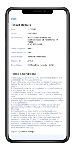 The Mill's App - England Products Company, Inc. - Wood Fiber Recycling Pickup and Delivery Mobile App and Admin Portal