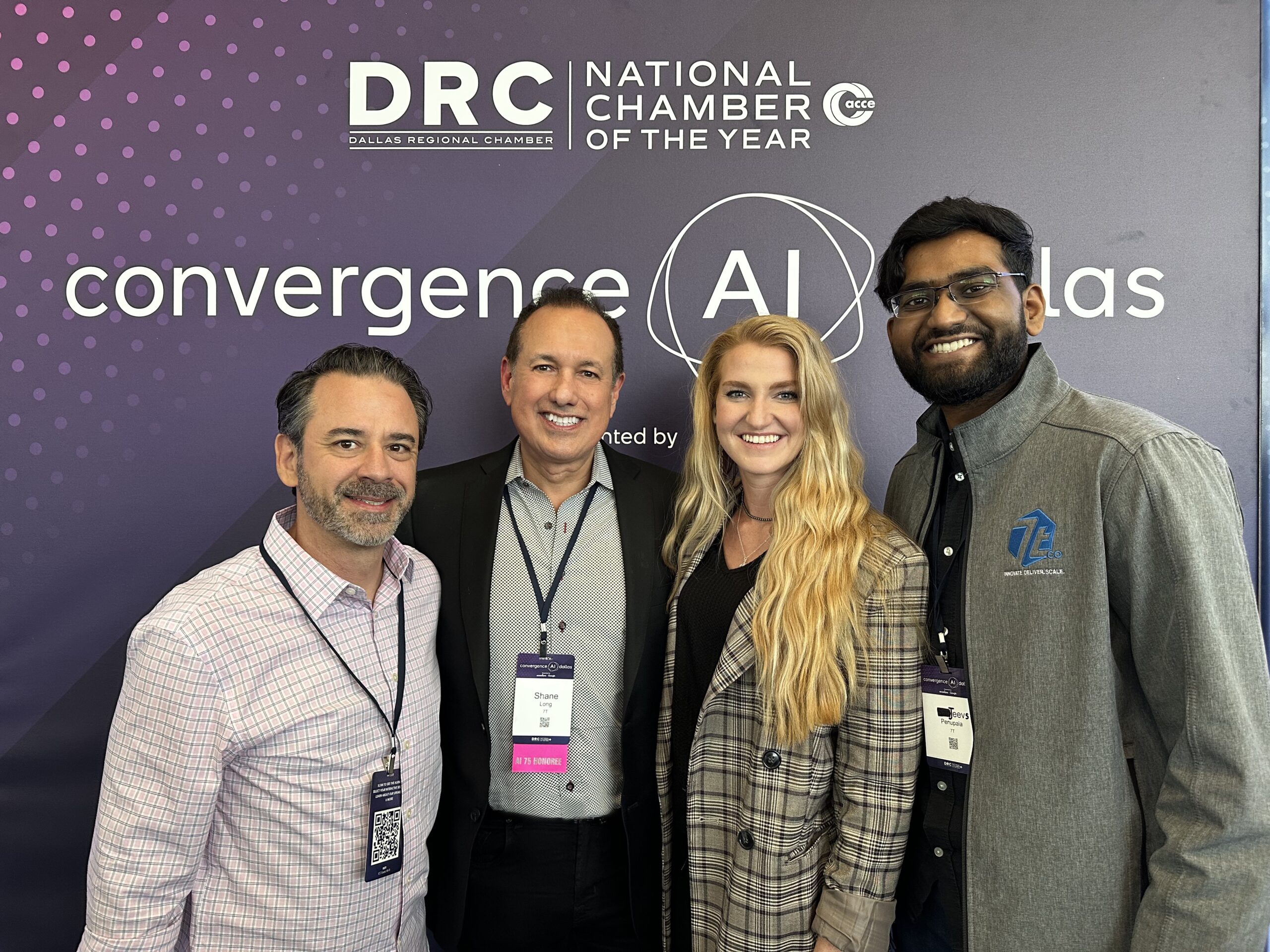 The 7T team at Convergence AI. Pictured left to right: Steve Parta - VP of Enterprise Sales, Shane Long - President and COO, Sarah Noble – Project Manager, Sanjeev Penupala – AI Engineer