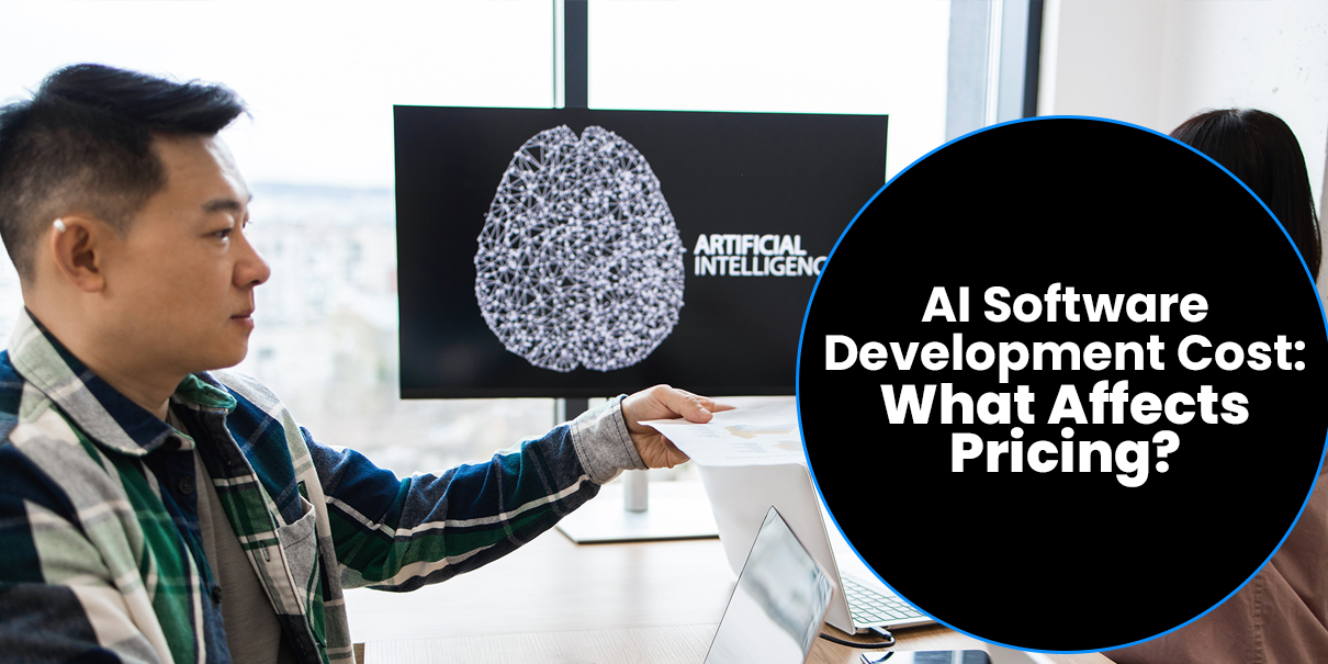 Business partners collaborating in an AI software development project.