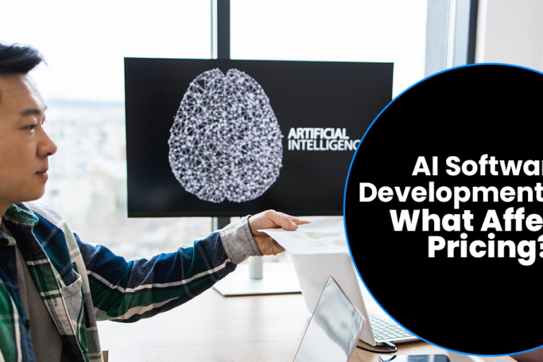 Business partners collaborating in an AI software development project.